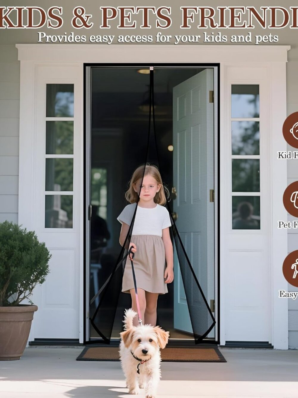 Magnetic Screen Door for 32x80 Doors, Screen Size 34"x81" High-Density Fiberglas - Picture 7 of 8